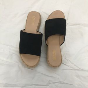 Platform slide sandals. Only worn once!